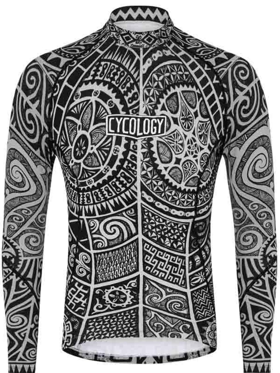 Men Cycology Clothing Base Layers | Tribal Tattoo Men'S Long Sleeve Base Layer