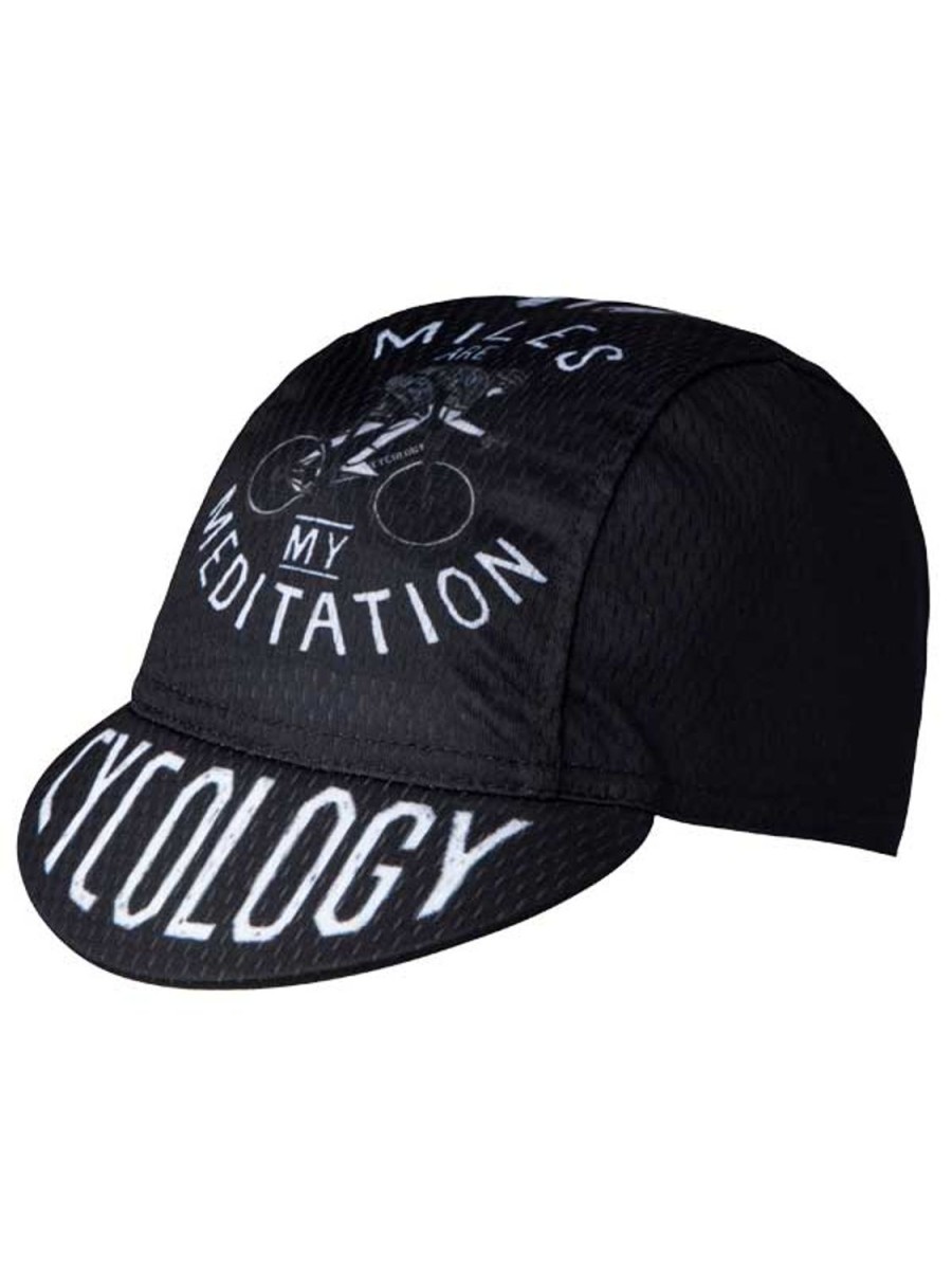 Accessories Cycology Clothing Cycling Caps | Miles Are My Meditation Black Cycling Cap