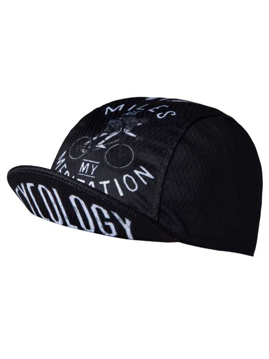 Accessories Cycology Clothing Cycling Caps | Miles Are My Meditation Black Cycling Cap