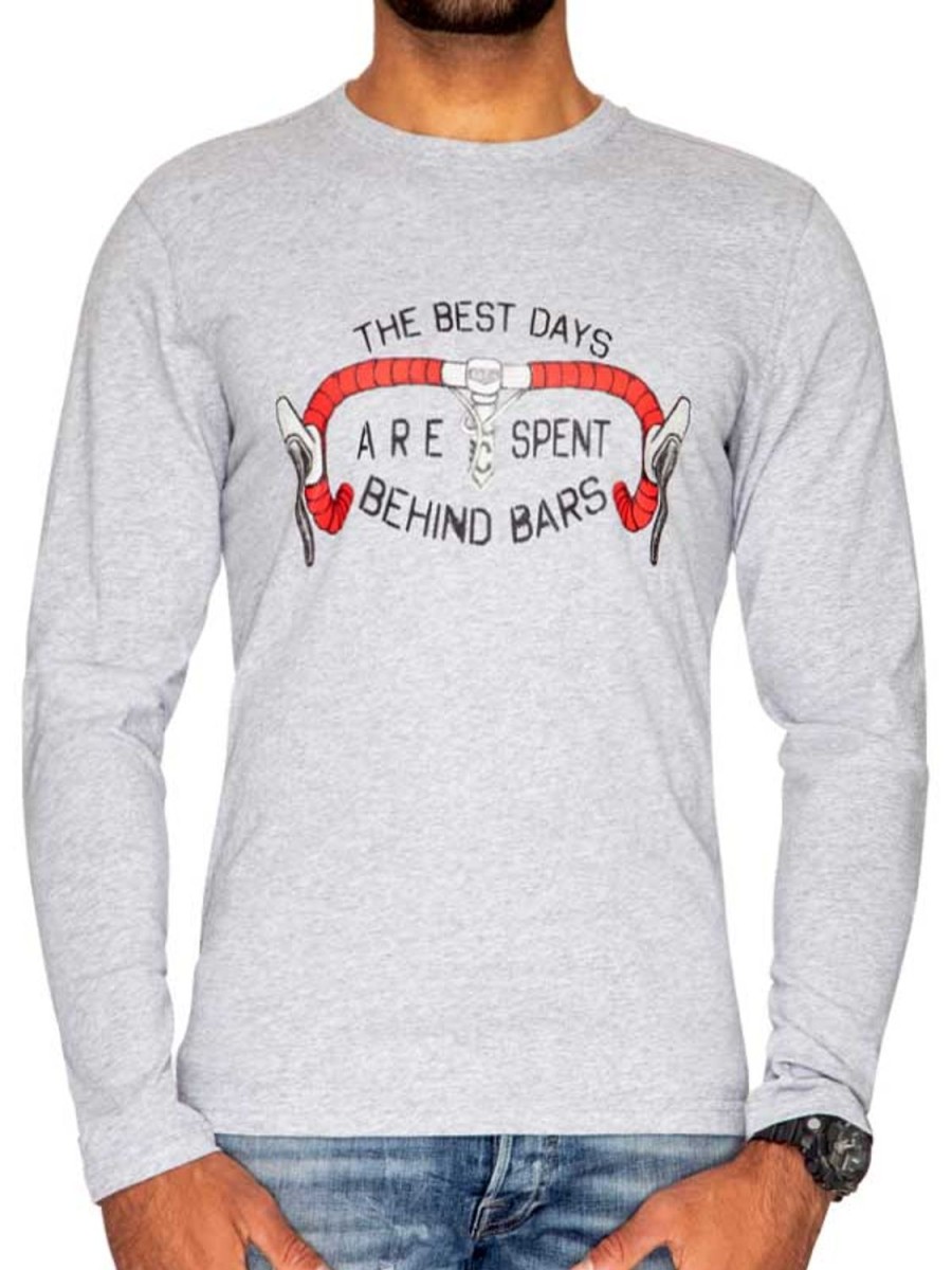 Men Cycology Clothing Long Sleeve T-Shirts | Best Days Behind Bars Long Sleeve T Shirt Gray