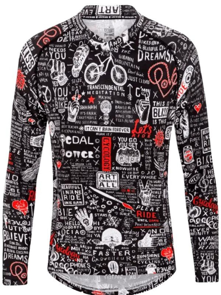 Men Cycology Clothing Mountain Bike Jerseys | Graffiti Long Sleeve Mtb Jersey